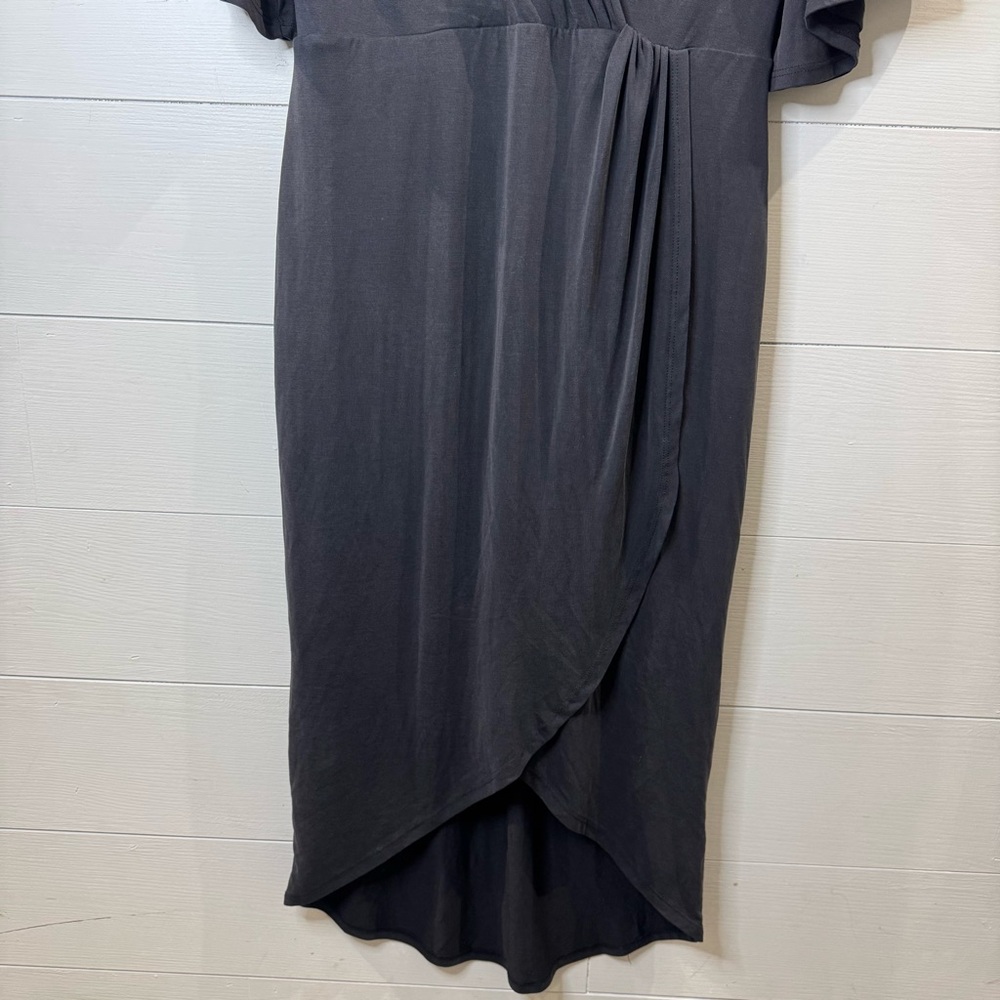 Lulu's Dulcet Washed Black Surplice Midi Dress Medium - Picture 4 of 12